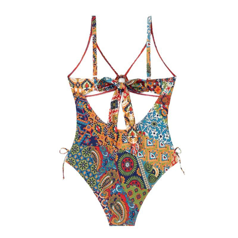 Damen Einteiler Badeanzug mit verspieltem Floral-Muster Drune