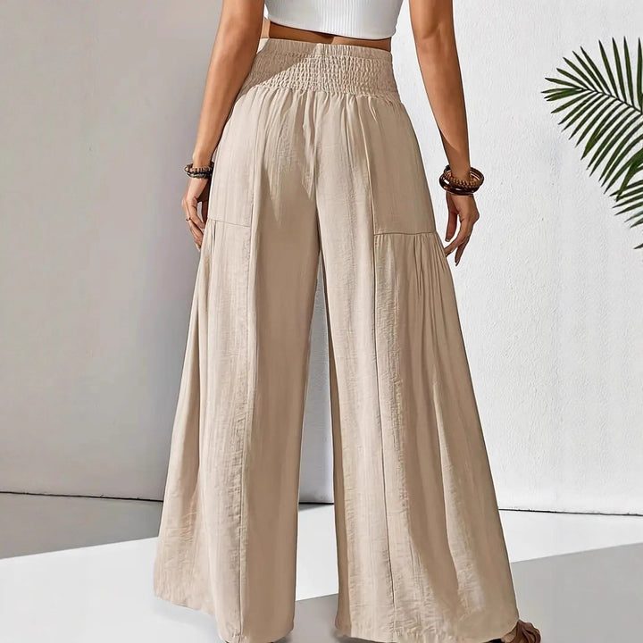 Damen weite Sommerhose mit elastischem Bund und seitlichen Eingrifftaschen Drune
