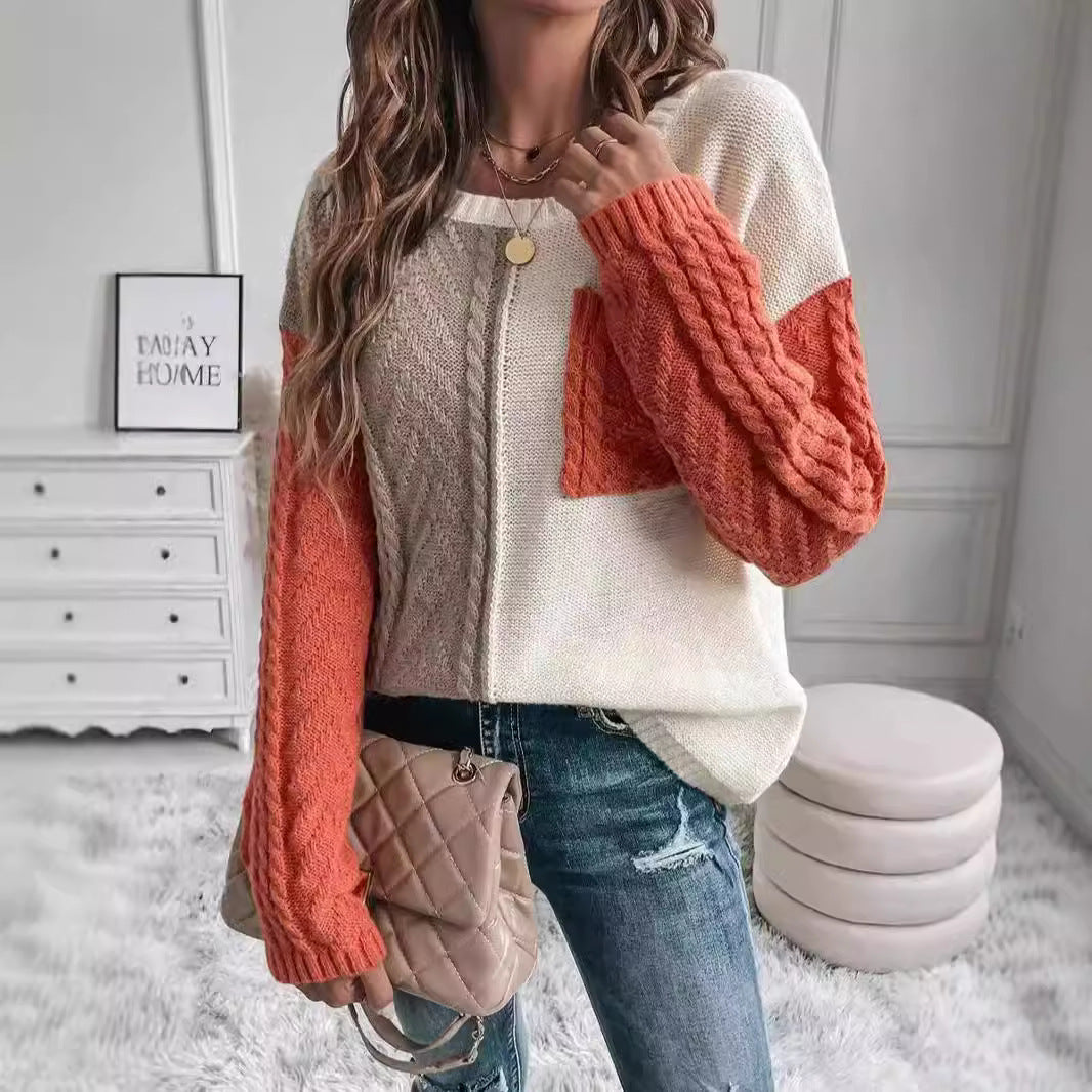 Damen legerer Strickpullover mit asymmetrischem Design Drune