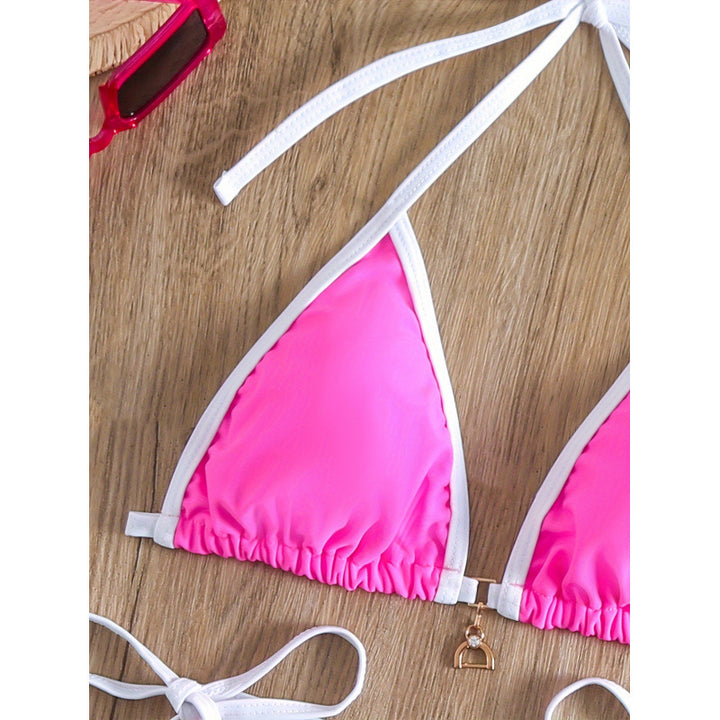 Damen Triangel-Bikini mit verspielten Schnürdetails und modischem Charm Drune