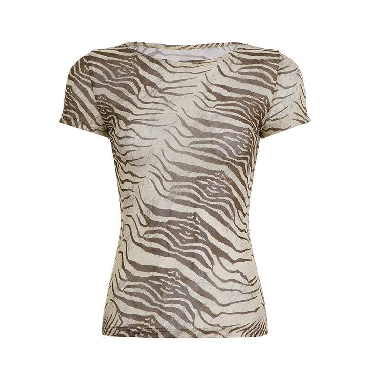 Damen T-Shirt mit dynamischem Zebra-Muster Drune