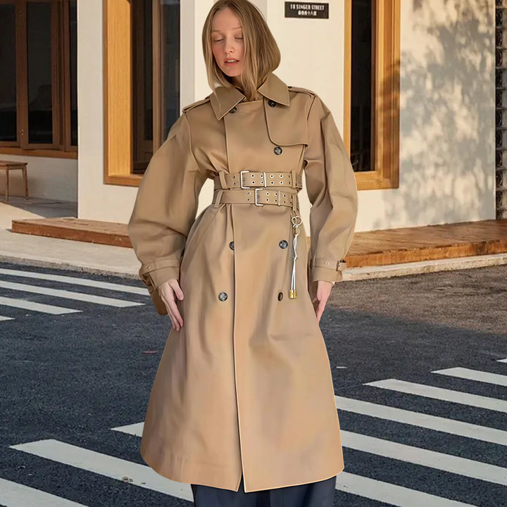 Damen wasserabweisender Trenchcoat mit Taillengürtel Drune