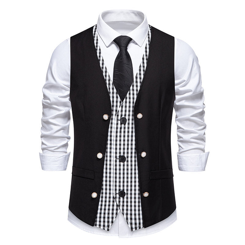 Herren elegante Anzugweste mit kontrastierendem Innenmuster Drune