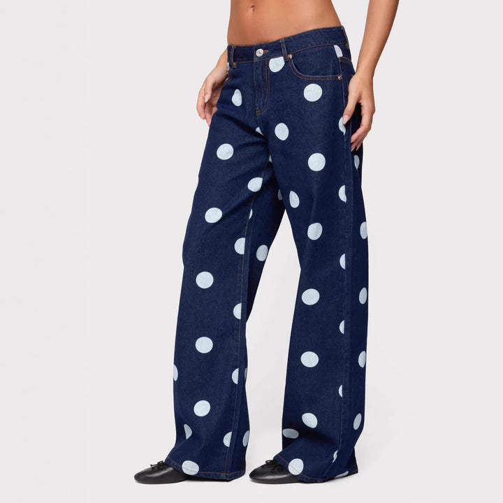 Damen Polka-Dot Denim-Set mit lässiger Schnittführung und angesagten Details Drune