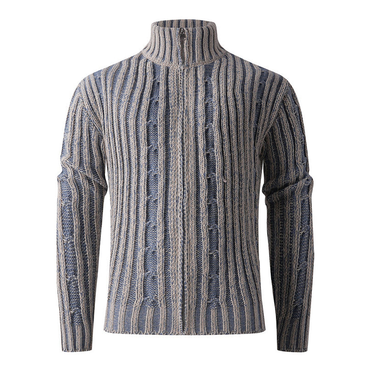 Herren modische Strickjacke mit hochabschließendem Reißverschluss und einzigartigem Muster Drune