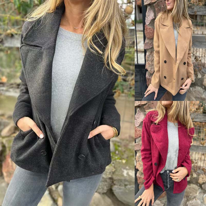 Damen Klassischer Doppelreiher-Wollmantel Drune