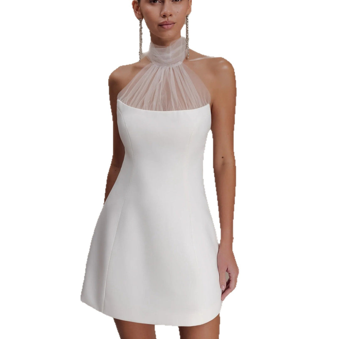 Damen Elegantes Minikleid mit Chiffon-Halsdetail und figurbetontem Schnitt Drune