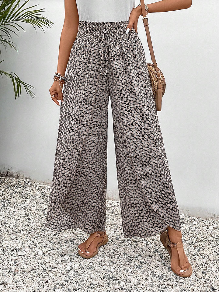 Damen weite Sommerhose mit elastischem Bund und floralem Design Drune