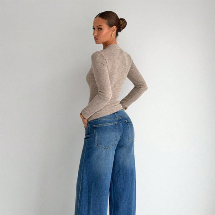 Damen elegantes Oberteil mit innovativem Knotendesign und abgestuftem Ausschnitt Drune