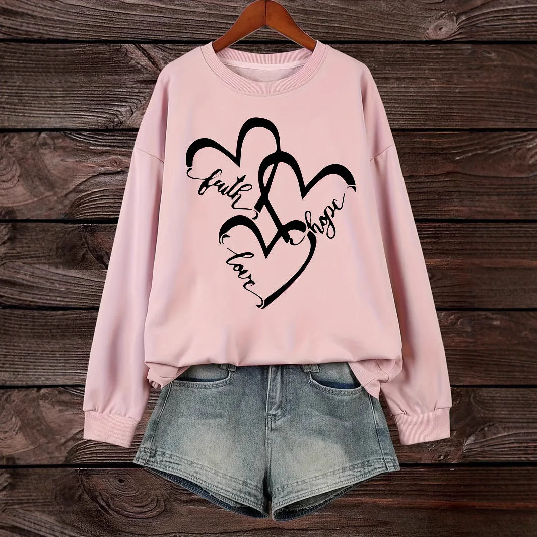 Damen Sweatshirt mit romantischem Herzmotiv und inspirierendem Aufdruck Drune