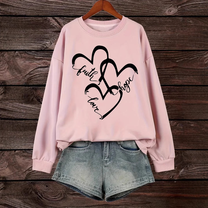 Damen Sweatshirt mit romantischem Herzmotiv und inspirierendem Aufdruck Drune