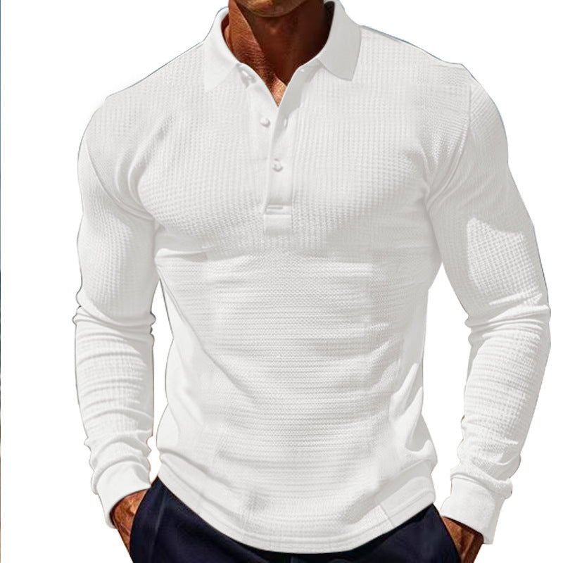 Herren Langarm-Henley-Shirt aus atmungsaktivem Strukturmaterial mit dekorativen Knöpfen Drune