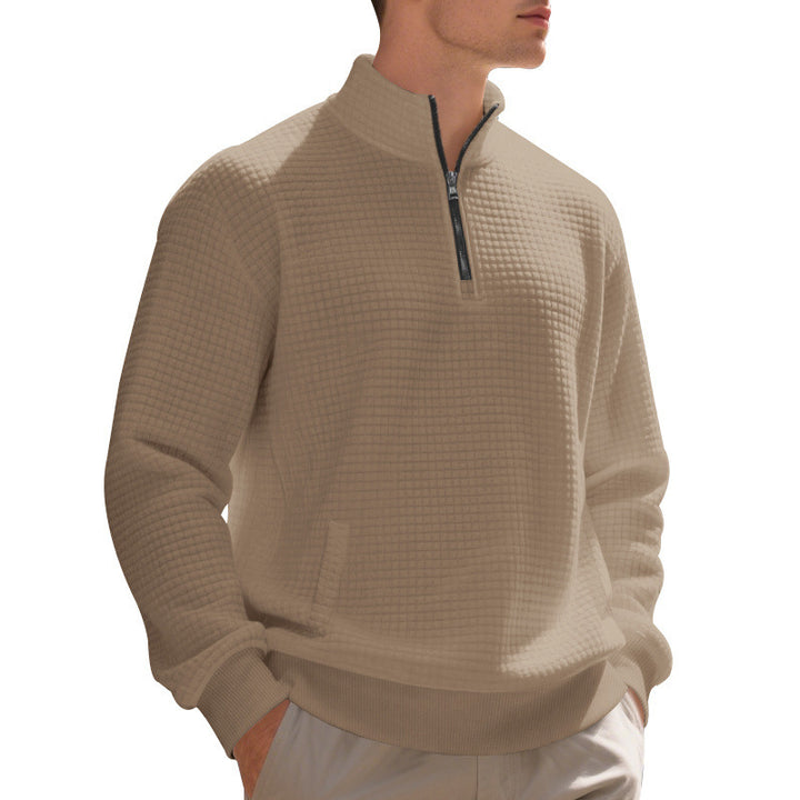 Herren sportlicher Pullover mit Reißverschluss und strukturierter Oberfläche Drune