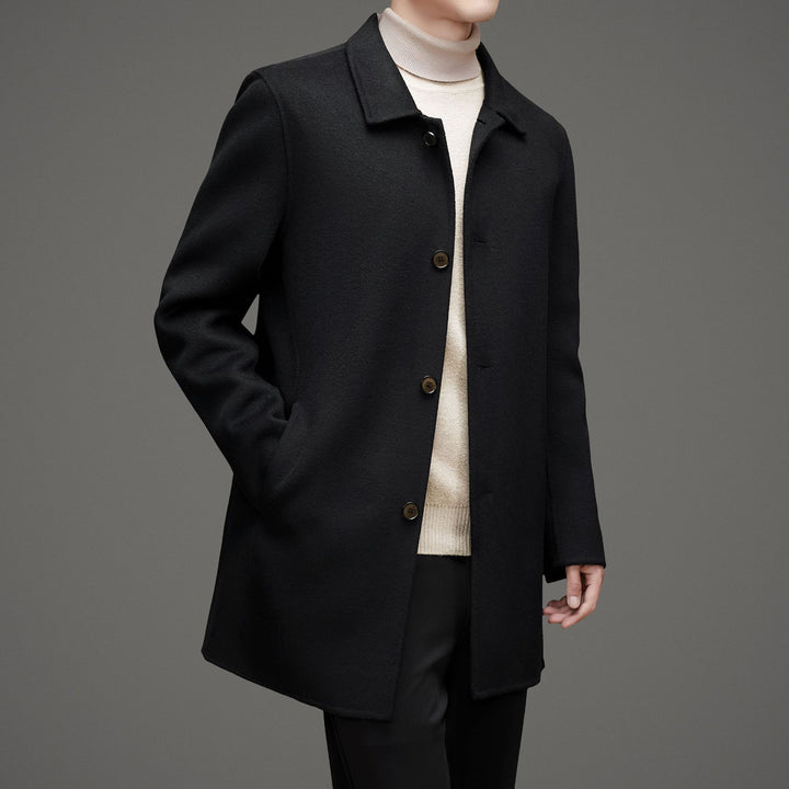 Herren Wollmantel mit elegantem Kragen und funktionalen Taschen Drune