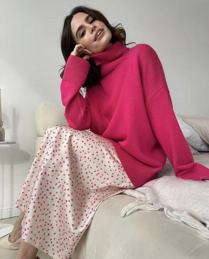 Damen Lässiger Rollkragenpullover aus hochwertigem Strick Drune