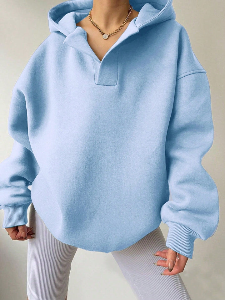 Damen Oversized Hoodie mit kurzem Kragen und praktischen Seitentaschen Drune