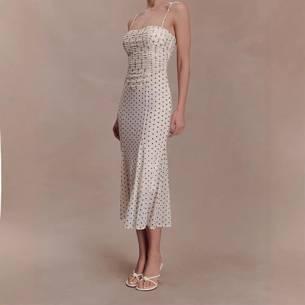 Damen Midi-Party-Kleid mit Rüschendetails und transparenter Stoffstruktur Drune