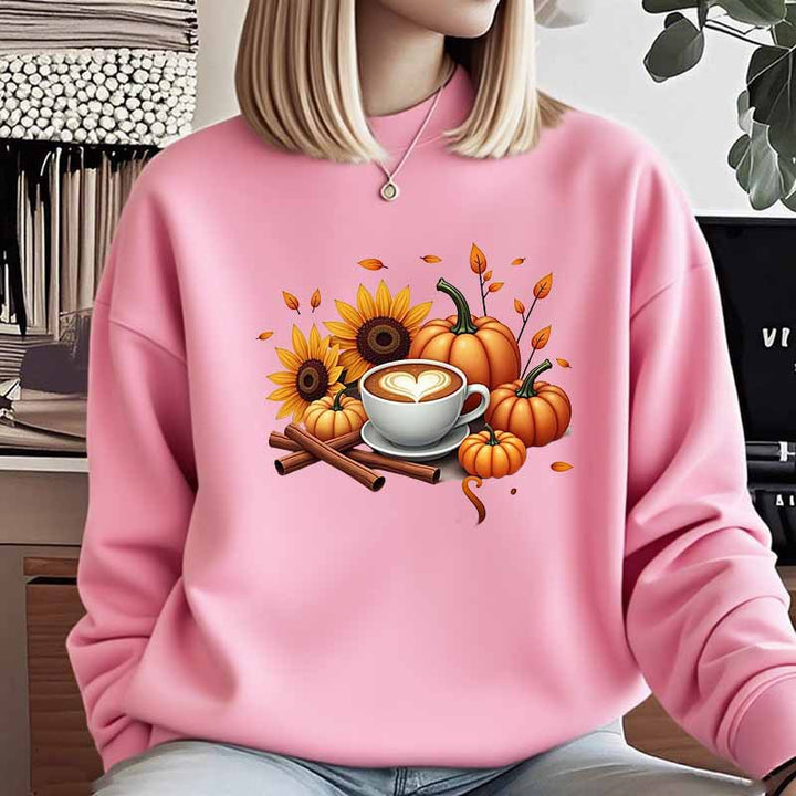 Damen Sweatshirt mit herbstlichem Motiv und besonderem Druck Drune