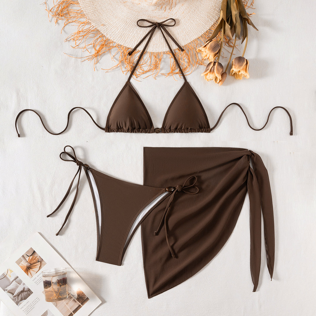 Damen Bikini-Set mit verstellbaren Trägern und elegantem knotendem Unterteil Drune
