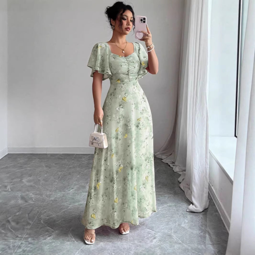 Damen Maxikleid mit fließendem Schnitt und romantischem Blumenmuster Drune