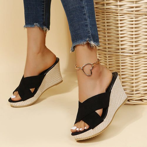 Damen Wedge-Sandalen mit elegantem Kreuzband und leichtem Fußbett Drune