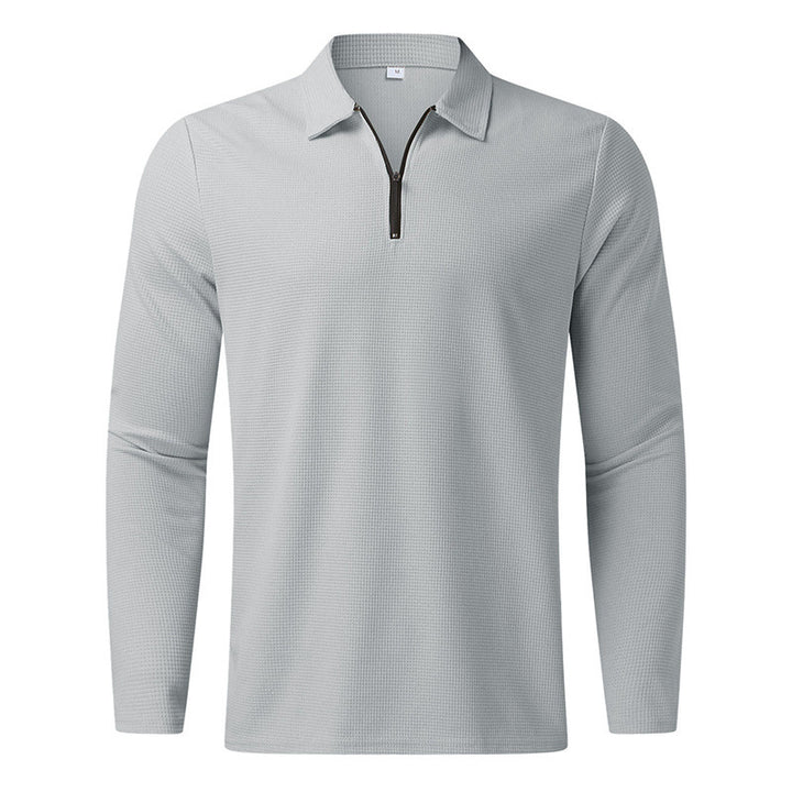 Herren Sportliches Langarm-Henley-Shirt mit Reißverschluss und strukturierter Oberfläche Drune