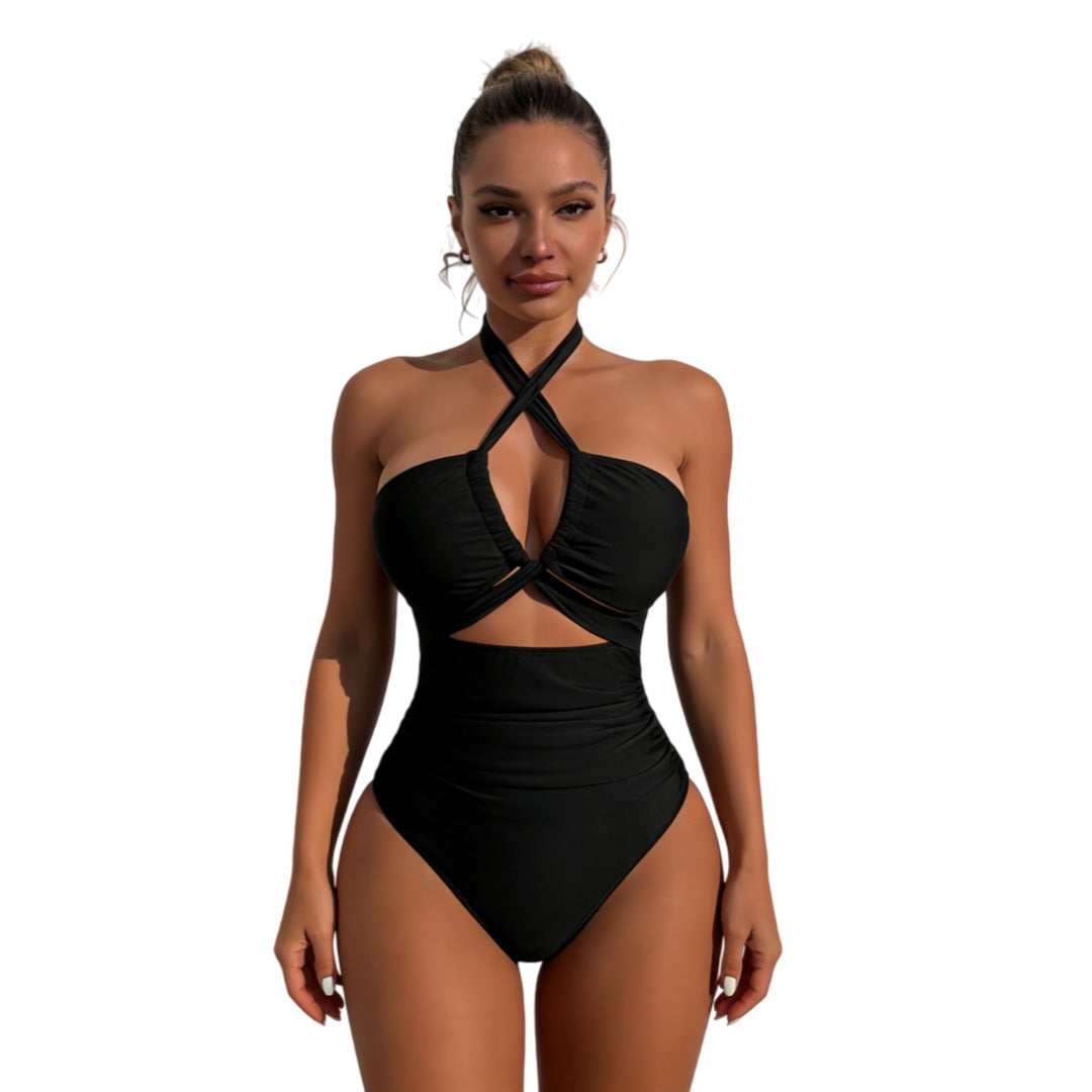 Damen Einteiliger Badeanzug mit elegantem Knoten-Design Drune