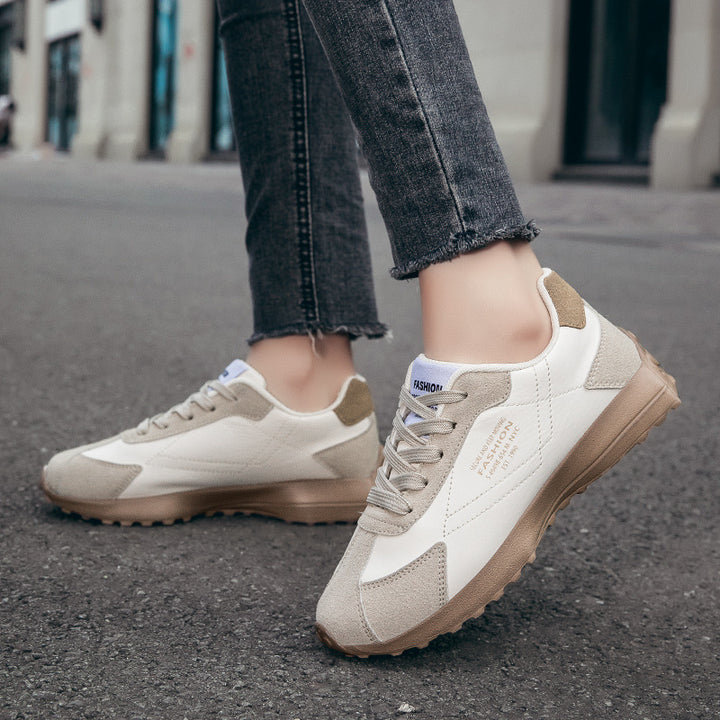 Damen nan leichte Retro-Laufsneaker aus Lederimitat und Velours mit gepolsterter Fersenstütze und rutschfester Profilsohle Drune