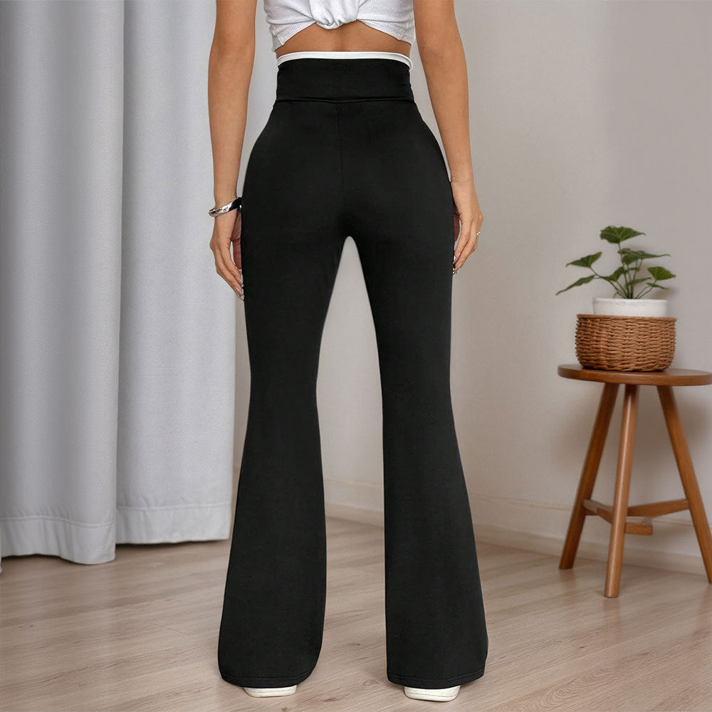 Damen Flared Yogahose mit hoch geschnittenem Bund und stylishen Quernaht-Details Drune