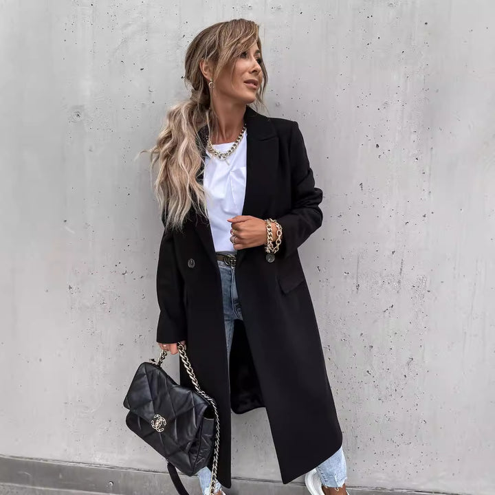 Damen eleganter Wollmantel im Oversized-Stil Drune