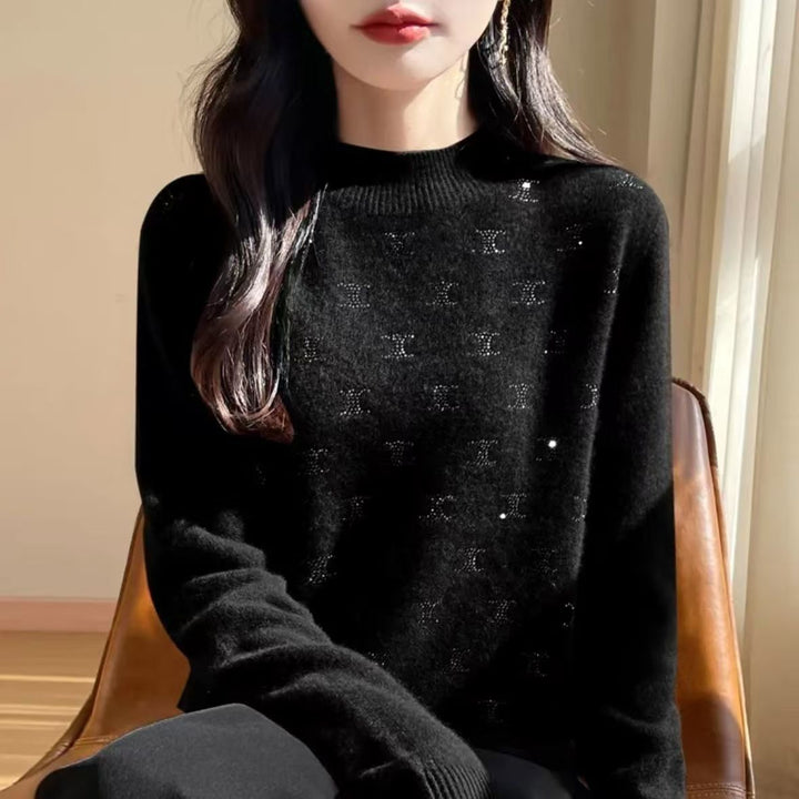Damen Luxe Strickpullover mit feinem Glitzerdesign und Rundhalsausschnitt Drune