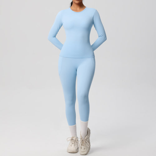Damen Fitness-Oberteil und Hochbund-Leggings Set mit feuchtigkeitsableitender Technologie und ergonomischer Passform Drune