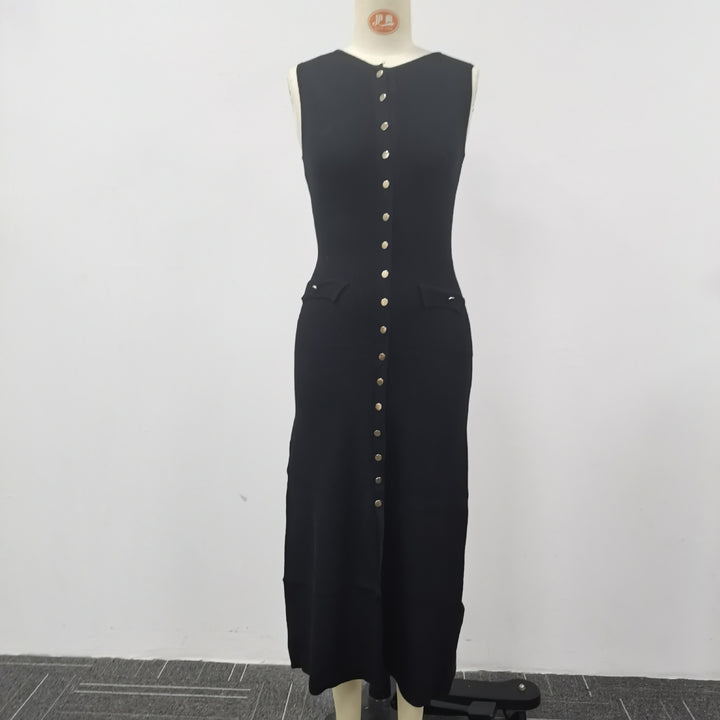 Damen Strick-Maxikleid mit durchgehendem Knopfverschluss Drune