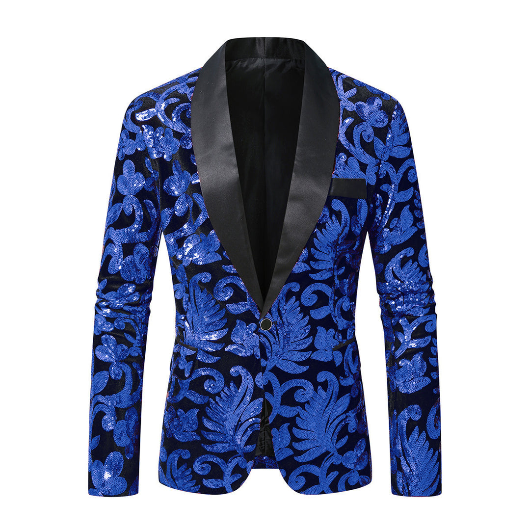 Herren glamouröser Pailletten-Blazer mit floralem Design und elegantem Schnitt Drune