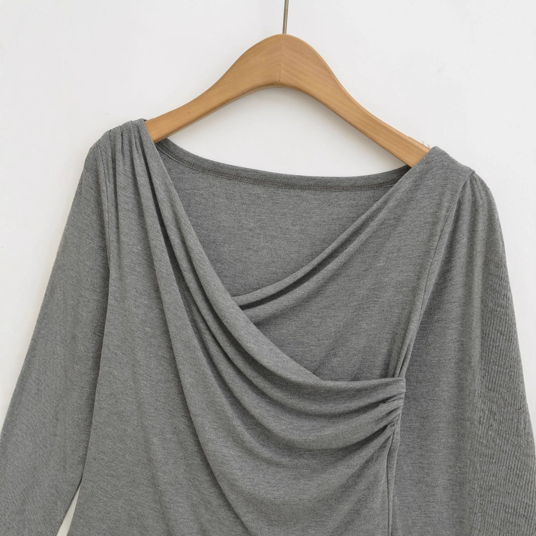 Damen Langarmshirt mit elegantem Drapierungsdesign Drune