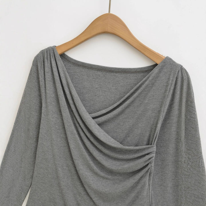 Damen Langarmshirt mit elegantem Drapierungsdesign Drune