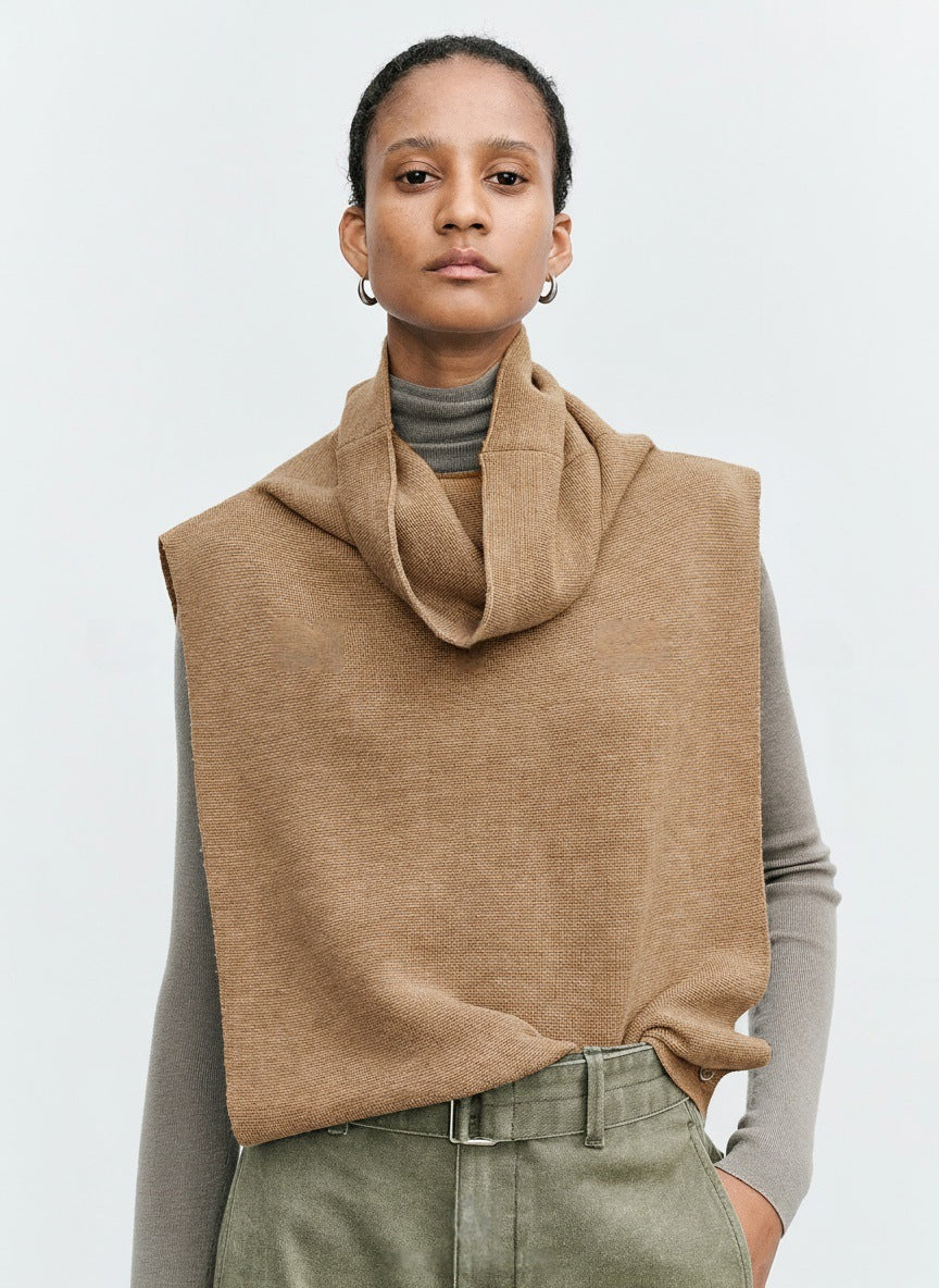 Damen lässige Strickweste mit hochgeschlagenem Kragen Drune