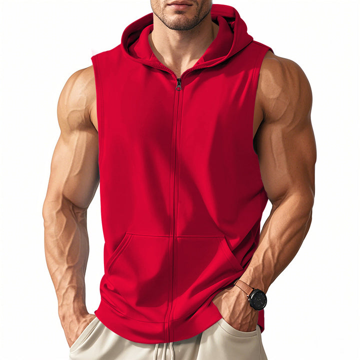 Herren Sportlicher Kapuzen-Sweater ohne Ärmel Drune