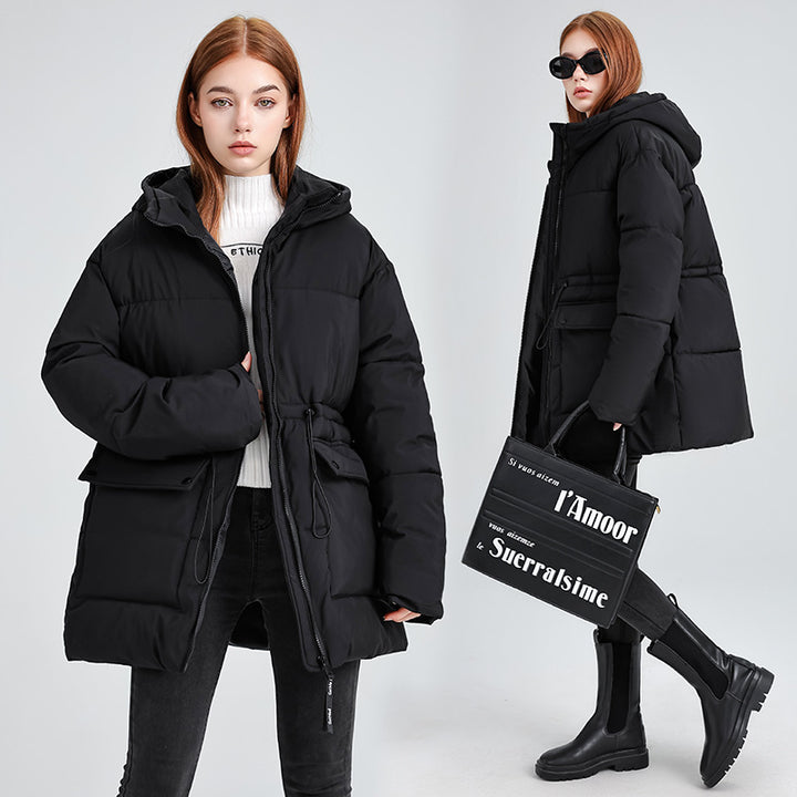 Damen isolierte Parkajacke mit verstellbarem Taillenzug und praktischen Taschen Drune