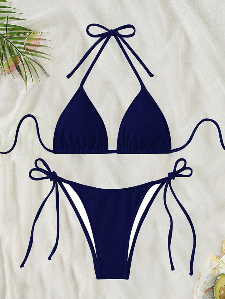Damen Triangel-Bikini mit verstellbaren Trägern und Seitenbindebändern Drune