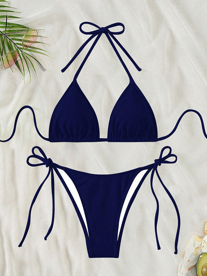 Damen Triangel-Bikini mit verstellbaren Trägern und Seitenbind Druneändern Drune