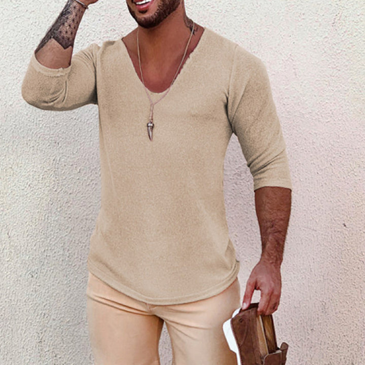 Herren V-Ausschnitt Shirt mit innovativem Strukturdesign Drune
