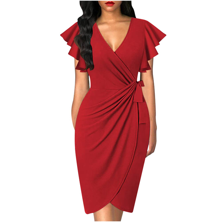 Damen Wickelkleid mit Rüschendetails und elastischem Tailleneinsatz Drune