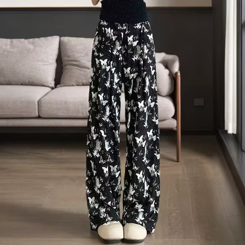 Damen Bequeme Sommerhose mit Schmetterlingsmuster Drune