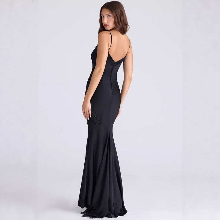 Damen Elegantes Abendkleid mit floralem Spitzenbesatz Drune