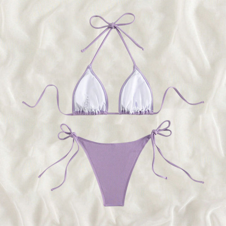 Damen Triangel-Bikini mit verstellbaren Bindebändern und hohem Beinausschnitt Drune