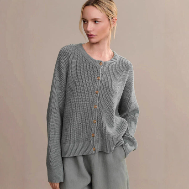 Damen Strickjacke mit Knopfverschluss und eleganta Struktur Drune