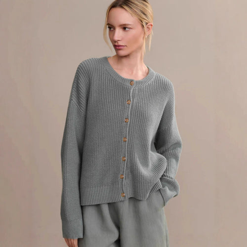 Damen Strickjacke mit Knopfverschluss und eleganta Struktur Drune
