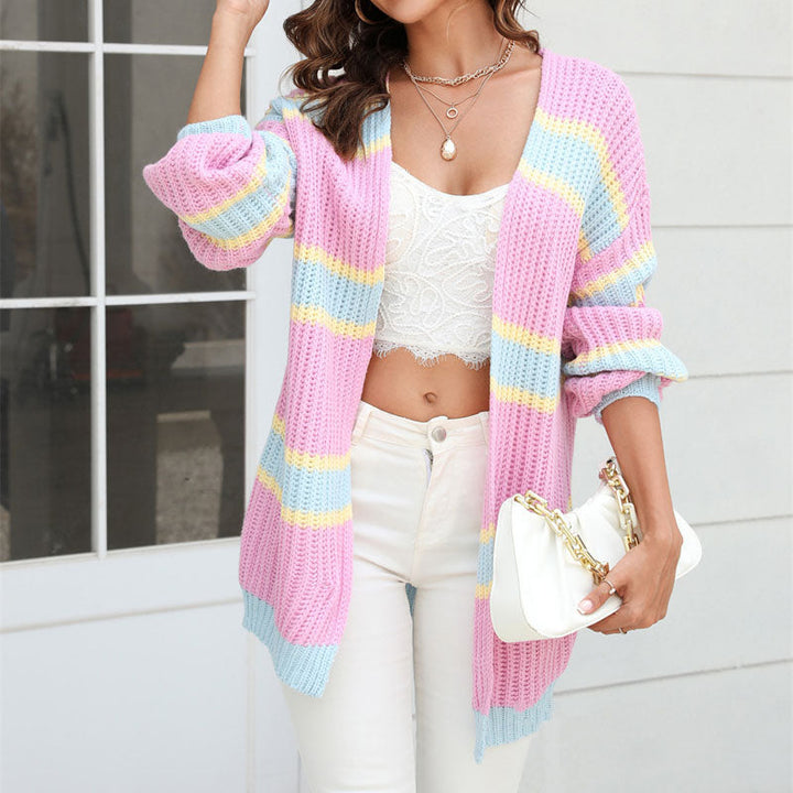 Drune | Gestreifter Strickcardigan Acryl Bunt, Weich