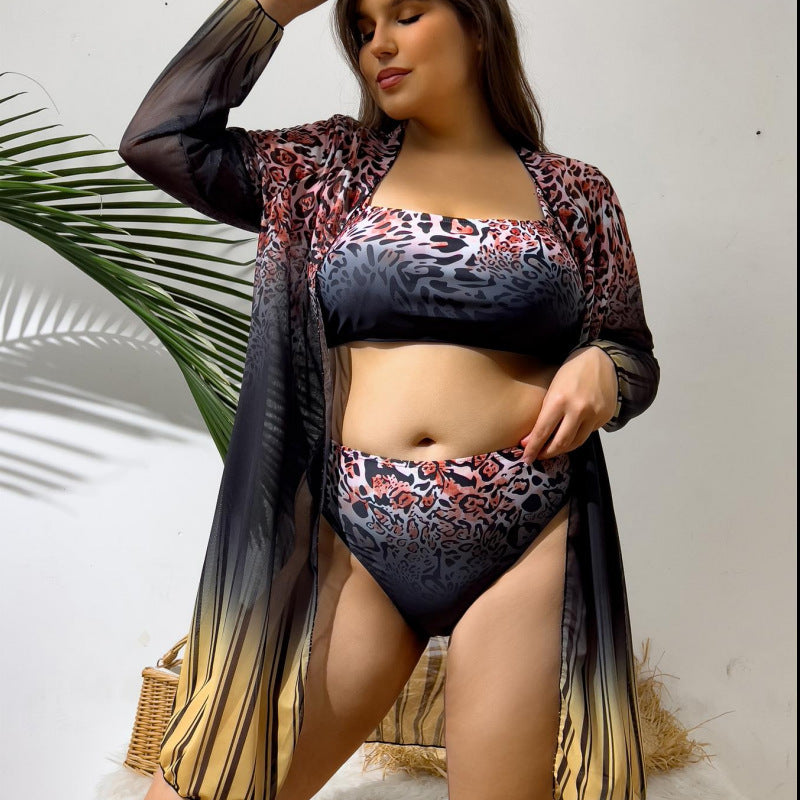 Damen Bikini-Set mit elegantem Wickelrock und modischem Leopardenmuster Drune